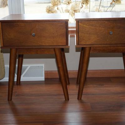 WEST ELM Teak SIDE TABLES W/ DRAWERS CLASSIC MCM DESIGN QUALITY CONSTRUCTION.