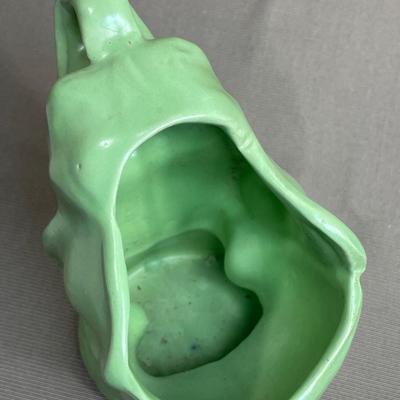 Vintage Green Pottery Elephant Planter