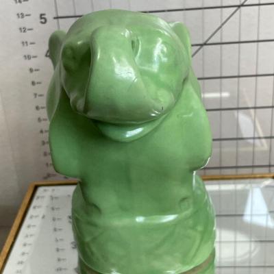 Vintage Green Pottery Elephant Planter