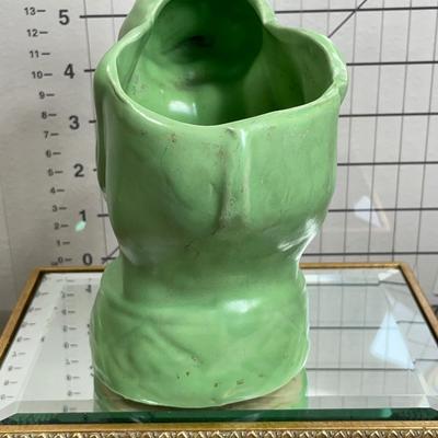 Vintage Green Pottery Elephant Planter