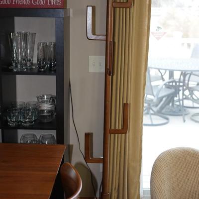 TEAK WOOD HALL TREE/ L SHAPED HOOKS/ LARGE WELL SUPPORTED ROUND BASE