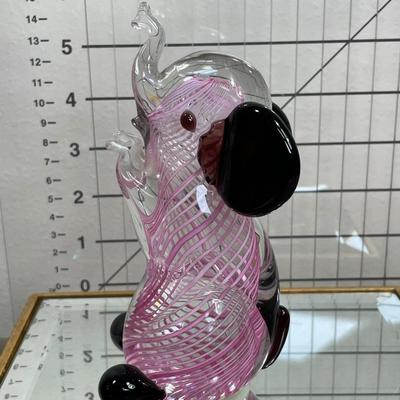 Vintage Murano Pink Swirl Glass Elephant