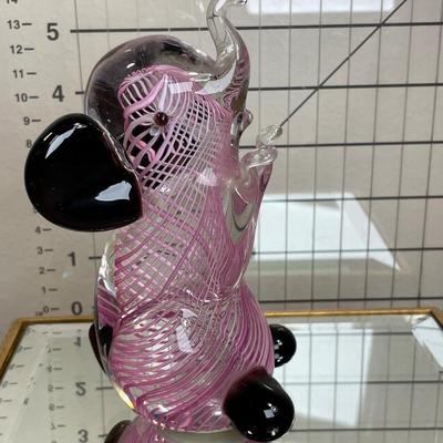 Vintage Murano Pink Swirl Glass Elephant