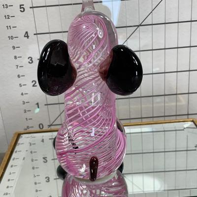 Vintage Murano Pink Swirl Glass Elephant