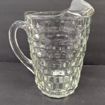 Fostoria American Pressed Glass Cube Pattern Pitcher With Ice Lip #19