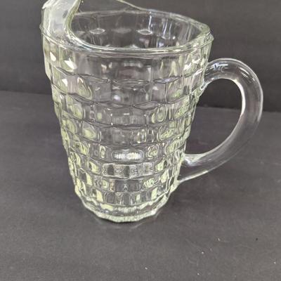 Fostoria American Pressed Glass Cube Pattern Pitcher With Ice Lip #19