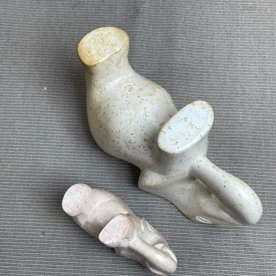 Set of 2 Carved Soapstone Elephants