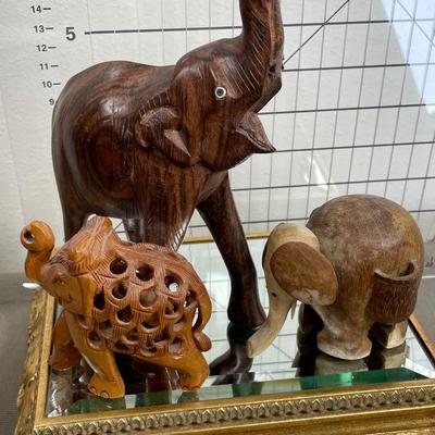 Set of 3 Handmade some Hand carved Elephants