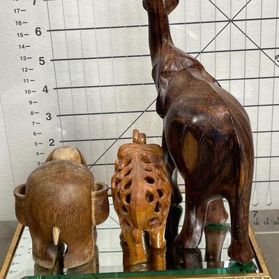 Set of 3 Handmade some Hand carved Elephants