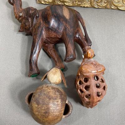 Set of 3 Handmade some Hand carved Elephants