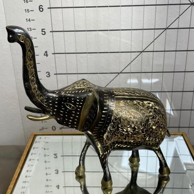 2 Vintage Brass Elephants Engraved and more