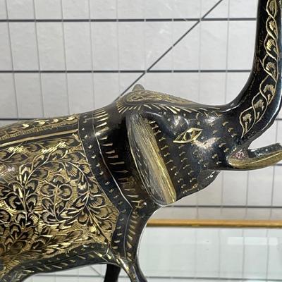 2 Vintage Brass Elephants Engraved and more