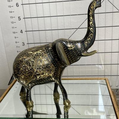 2 Vintage Brass Elephants Engraved and more