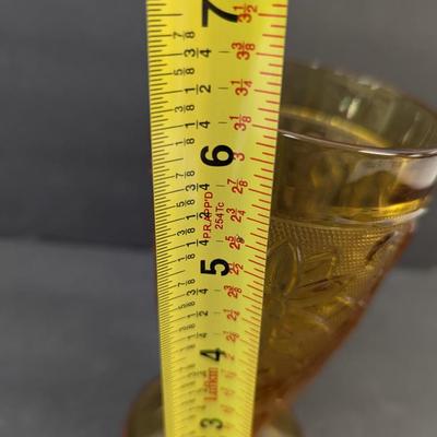 11 - Tiara Indiana Glass Amber Sandwich Footed Tumblers #22