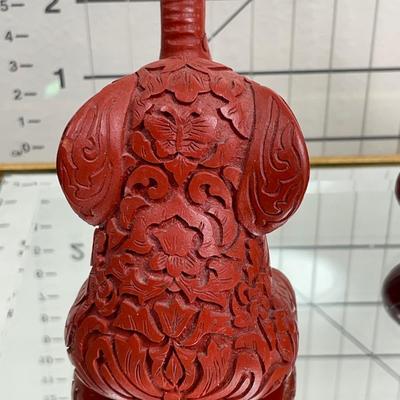 China Handcrafted Carved Red Resin and more Elephants
