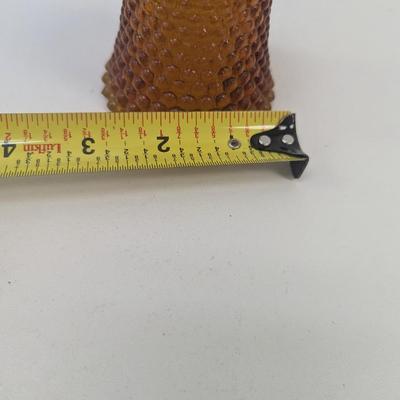 5 - Amber Hobnail Peglite Votive Candle Holders 3 1/4" Tall