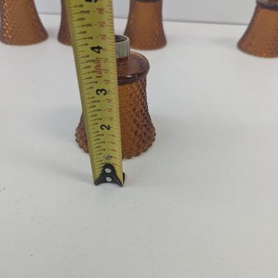 5 - Amber Hobnail Peglite Votive Candle Holders 3 1/4" Tall
