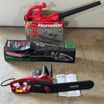 LOT 4G: Craftsman Electric Chainsaw, Homelite Electric Blower/Vac & Craftsman Bushwacker