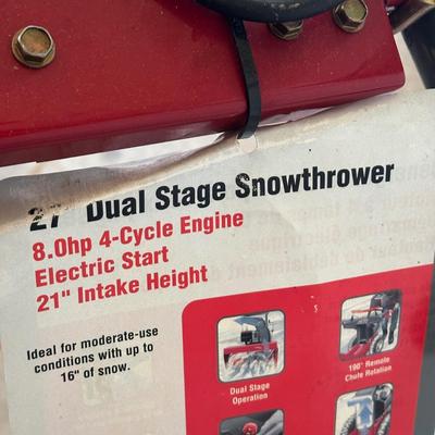 LOT 5G: Murray Performance 8 HP 27” Dual Stage Snowthrower - New with Tags