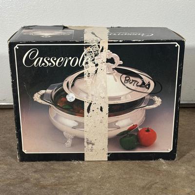LOT 11G: Silver Plates Casserole Dish, Chafing Dish & Oblong Baker