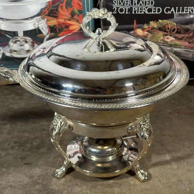 LOT 11G: Silver Plates Casserole Dish, Chafing Dish & Oblong Baker