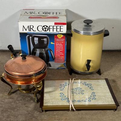 LOT 12G: Vintage Kitchen Appliances & More - Warm O Tray, West Bend Coffee Percolator & More
