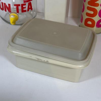 LOT 17D: Tupperware Collection w/ Dunkin Thermos & More