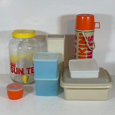 LOT 17D: Tupperware Collection w/ Dunkin Thermos & More