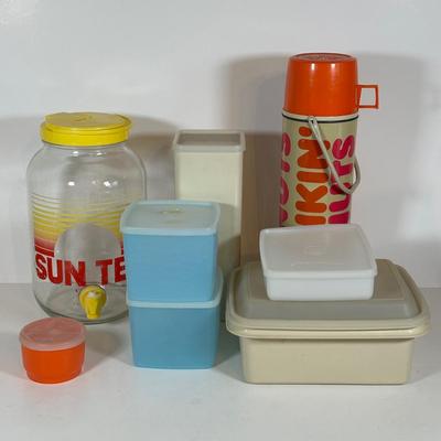 LOT 17D: Tupperware Collection w/ Dunkin Thermos & More