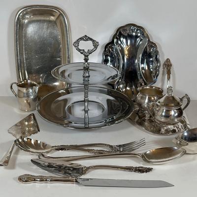 LOT 18D: Stainless Steel/Silver plate Decor, Flatware & More