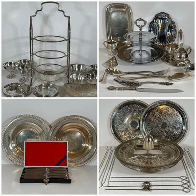 LOT 18D: Stainless Steel/Silver plate Decor, Flatware & More
