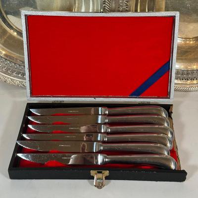 LOT 18D: Stainless Steel/Silver plate Decor, Flatware & More