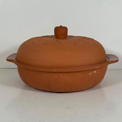 LOT 19D: Terracotta Apple Baker, Egg Serving Plate & More