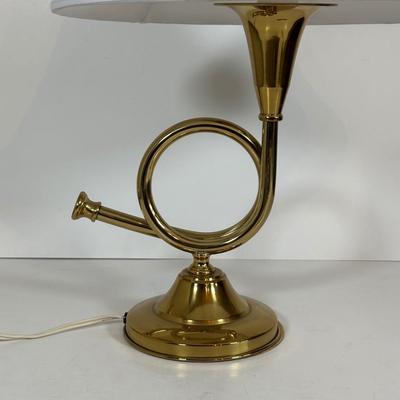 LOT 22D: Vintage Brass French Horn Table Lamp