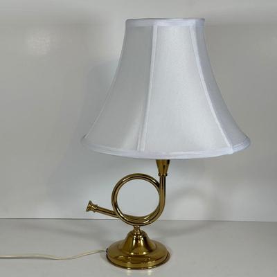 LOT 22D: Vintage Brass French Horn Table Lamp