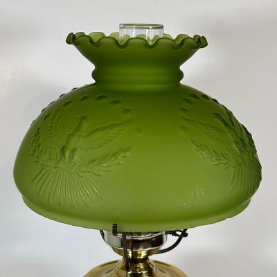 LOT 23D: Vintage Brass & Glass American Federal Eagle Table Lamp