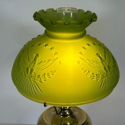 LOT 23D: Vintage Brass & Glass American Federal Eagle Table Lamp