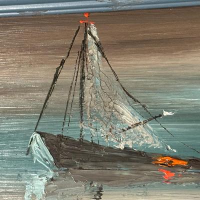LOT 26L: Two Framed Nautical Scene Oil Paintings