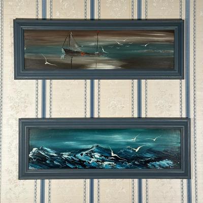 LOT 26L: Two Framed Nautical Scene Oil Paintings