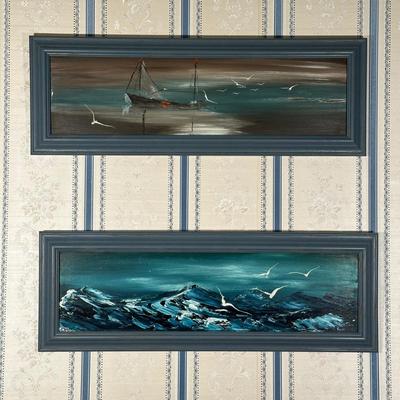 LOT 26L: Two Framed Nautical Scene Oil Paintings