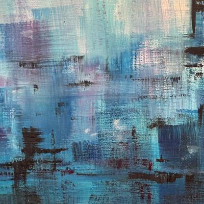 LOT 30L: Framed Abstract Cityscape Oil Painting Signed by Artist