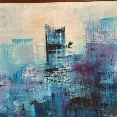 LOT 30L: Framed Abstract Cityscape Oil Painting Signed by Artist