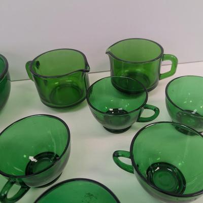 Forest Green Bowls Cups & Creamers #32