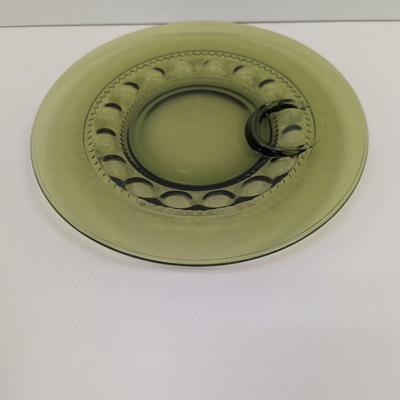 8 Piece Set Of Indiana Glass Kings Crown Thumbprint Snack Plate & Tea Cup #33