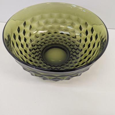 Indiana Glass Whitehall Colony Avocado Green Punch Bowl 11" x 5"