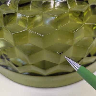 Indiana Glass Whitehall Colony Avocado Green Punch Bowl 11" x 5"