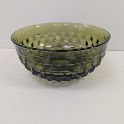 Indiana Glass Whitehall Colony Avocado Green Punch Bowl 11" x 5"
