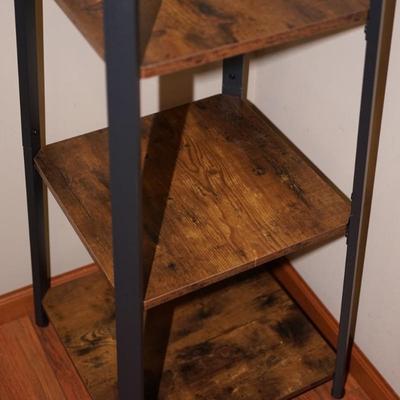 VERY UNIQUE HALL TREE. TEE PEE SHAPE/ CENTER SHELVES OF NATURAL WOOD/ HANDY METAL HOOKS