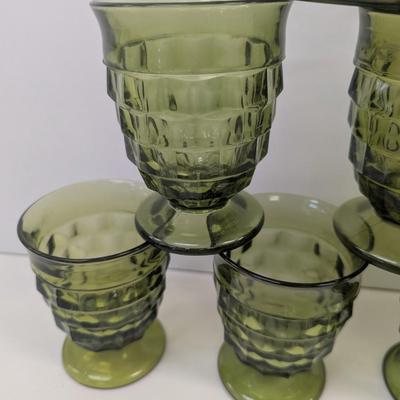 14 - Whitehall Colony Avocado Cubist Juice Glasses #35