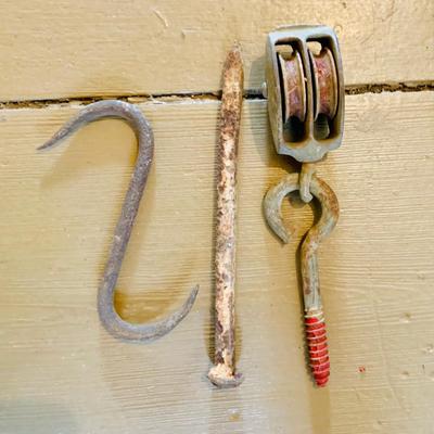LOT 531: Rustic Collection of Vintage/Antique Tools, Pans, Grill, and More